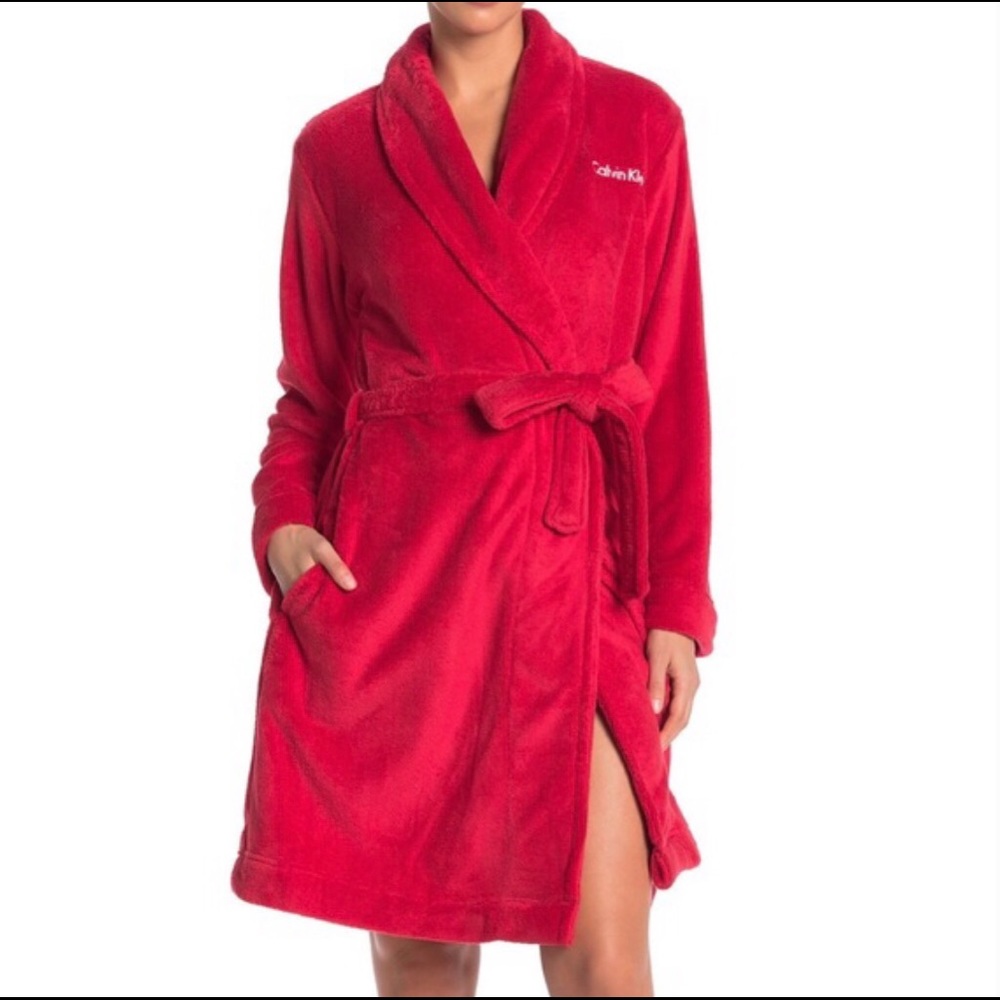 Calvin Klein 'Plush Shawl Collar Tie Robe'